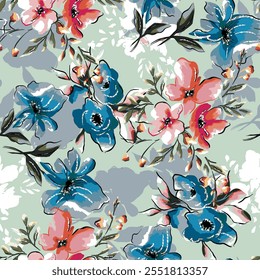 abstract an embossed blooming bright flower motif arrangement all - over textile design illustration digital image printing factory