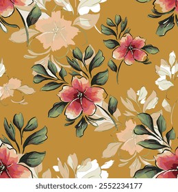 abstract an embossed blooming bright flower motif arrangement all - over textile design illustration digital image printing factory