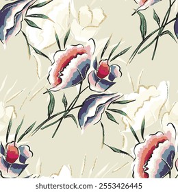 abstract an embossed blooming bright flower motif arrangement all - over textile design illustration digital image printing factory