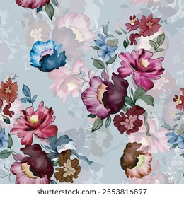 abstract an embossed blooming bright flower motif arrangement all - over textile design illustration digital image printing factory