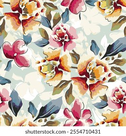 abstract an embossed blooming bright flower motif arrangement all - over textile design illustration digital image printing factory