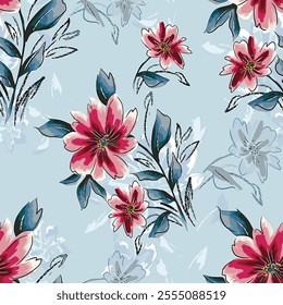 abstract an embossed blooming bright flower motif arrangement all - over textile design illustration digital image printing factory