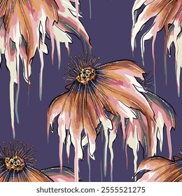 abstract an embossed blooming bright flower motif arrangement all - over textile design illustration digital image printing factory