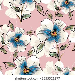 abstract an embossed blooming bright flower motif arrangement all - over textile design illustration digital image printing factory