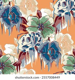 abstract an embossed blooming bright flower motif arrangement all - over textile design illustration digital image printing factory