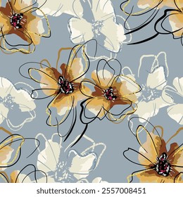 abstract an embossed blooming bright flower motif arrangement all - over textile design illustration digital image printing factory