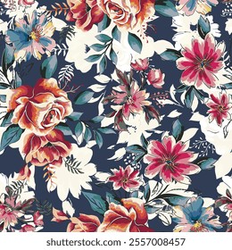 abstract an embossed blooming bright flower motif arrangement all - over textile design illustration digital image printing factory