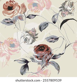 abstract an embossed blooming bright flower motif arrangement all - over textile design illustration digital image printing factory