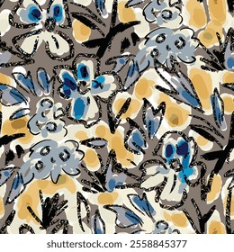 abstract an embossed blooming bright flower motif arrangement all - over textile design illustration digital image printing factory