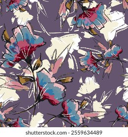 abstract an embossed blooming bright flower motif arrangement all - over textile design illustration digital image printing factory