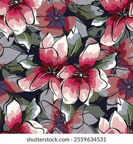 abstract an embossed blooming bright flower motif arrangement all - over textile design illustration digital image printing factory