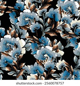 abstract an embossed blooming bright flower motif arrangement all - over textile design illustration digital image printing factory
