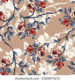 abstract an embossed blooming bright flower motif arrangement all - over textile design illustration digital image printing factory