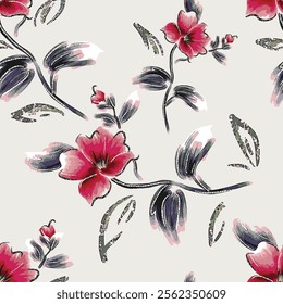 abstract an embossed blooming bright flower motif arrangement all - over textile design illustration digital image printing factory