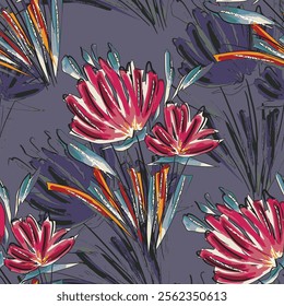 abstract an embossed blooming bright flower motif arrangement all - over textile design illustration digital image printing factory