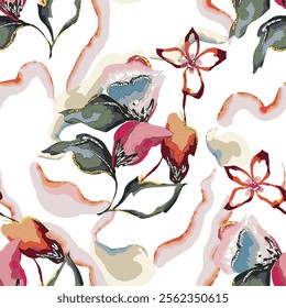 abstract an embossed blooming bright flower motif arrangement all - over textile design illustration digital image printing factory