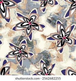 abstract an embossed blooming bright flower motif arrangement all - over textile design illustration digital image printing factory