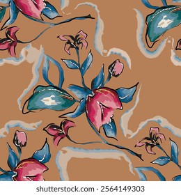 abstract an embossed blooming bright flower motif arrangement all - over textile design illustration digital image printing factory