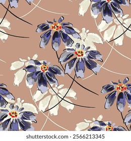 abstract an embossed blooming bright flower motif arrangement all - over textile design illustration digital image printing factory