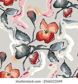 abstract an embossed blooming bright flower motif arrangement all - over textile design illustration digital image printing factory