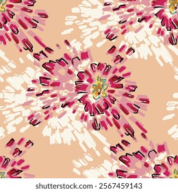 abstract an embossed blooming bright flower motif arrangement all - over textile design illustration digital image printing factory