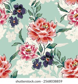 abstract an embossed blooming bright flower motif arrangement all - over textile design illustration digital image printing factory