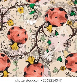 abstract an embossed blooming bright flower motif arrangement all - over textile design illustration digital image printing factory