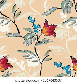 abstract an embossed blooming bright flower motif arrangement all - over textile design illustration digital image printing factory