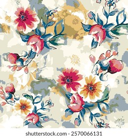 abstract an embossed blooming bright flower motif arrangement all - over textile design illustration digital image printing factory