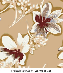 abstract an embossed blooming bright flower motif arrangement all - over textile design illustration digital image printing factory