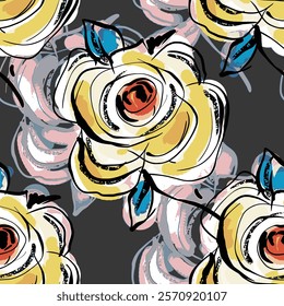 abstract an embossed blooming bright flower motif arrangement all - over textile design illustration digital image printing factory