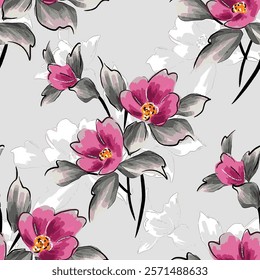 abstract an embossed blooming bright flower motif arrangement all - over textile design illustration digital image printing factory