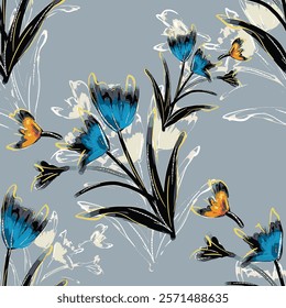 abstract an embossed blooming bright flower motif arrangement all - over textile design illustration digital image printing factory