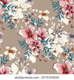 abstract an embossed blooming bright flower motif arrangement all - over textile design illustration digital image printing factory