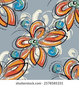 abstract an embossed blooming bright flower motif arrangement all - over textile design illustration digital image printing factory