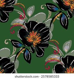 abstract an embossed blooming bright flower motif arrangement all - over textile design illustration digital image printing factory