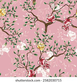 abstract an embossed blooming bright flower motif arrangement all - over textile design illustration digital image printing factory