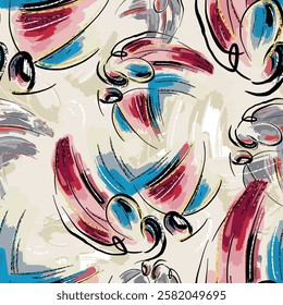 abstract an embossed blooming bright flower motif arrangement all - over textile design illustration digital image printing factory