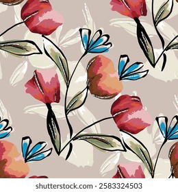 abstract an embossed blooming bright flower motif arrangement all - over textile design illustration digital image printing factory