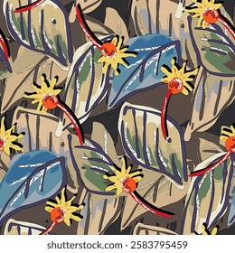abstract an embossed blooming bright flower motif arrangement all - over textile design illustration digital image printing factory