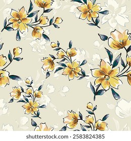 abstract an embossed blooming bright flower motif arrangement all - over textile design illustration digital image printing factory