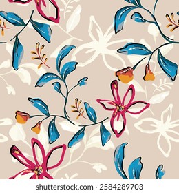 abstract an embossed blooming bright flower motif arrangement all - over textile design illustration digital image printing factory