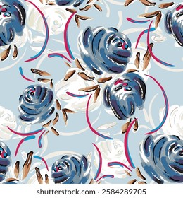 abstract an embossed blooming bright flower motif arrangement all - over textile design illustration digital image printing factory