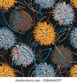 abstract an embossed blooming bright flower motif arrangement all - over textile design illustration digital image printing factory