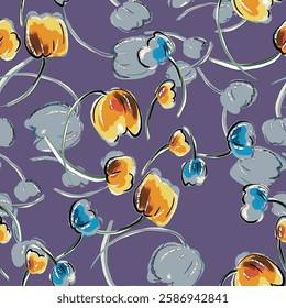 abstract an embossed blooming bright flower motif arrangement all - over textile design illustration digital image printing factory