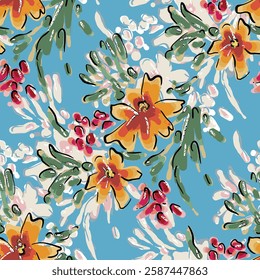 abstract an embossed blooming bright flower motif arrangement all - over textile design illustration digital image printing factory