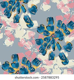 abstract an embossed blooming bright flower motif arrangement all - over textile design illustration digital image printing factory