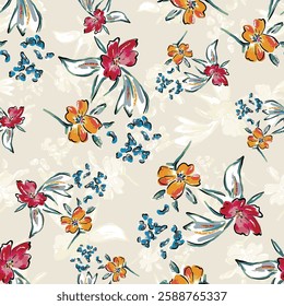abstract an embossed blooming bright flower motif arrangement all - over textile design illustration digital image printing factory