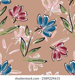 abstract an embossed blooming bright flower motif arrangement all - over textile design illustration digital image printing factory