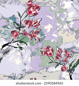 abstract an embossed blooming bright flower motif arrangement all - over textile design illustration digital image printing factory